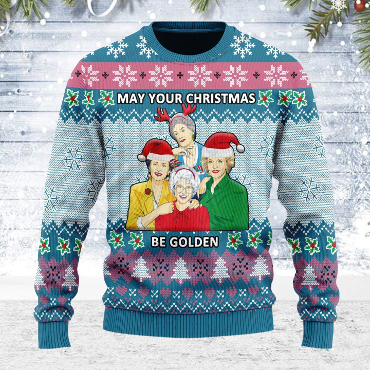 May Your Christmas Be Golden Ugly Christmas Sweater, All Over Print Sweatshirt