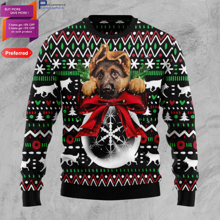 German Shepherd Xmas Ball For Unisex Ugly Christmas Sweater, All Over Print Sweatshirt