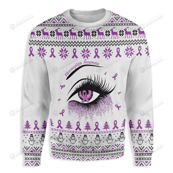 Purple Eye Fibromyalgia Awareness Ugly Christmas Sweater