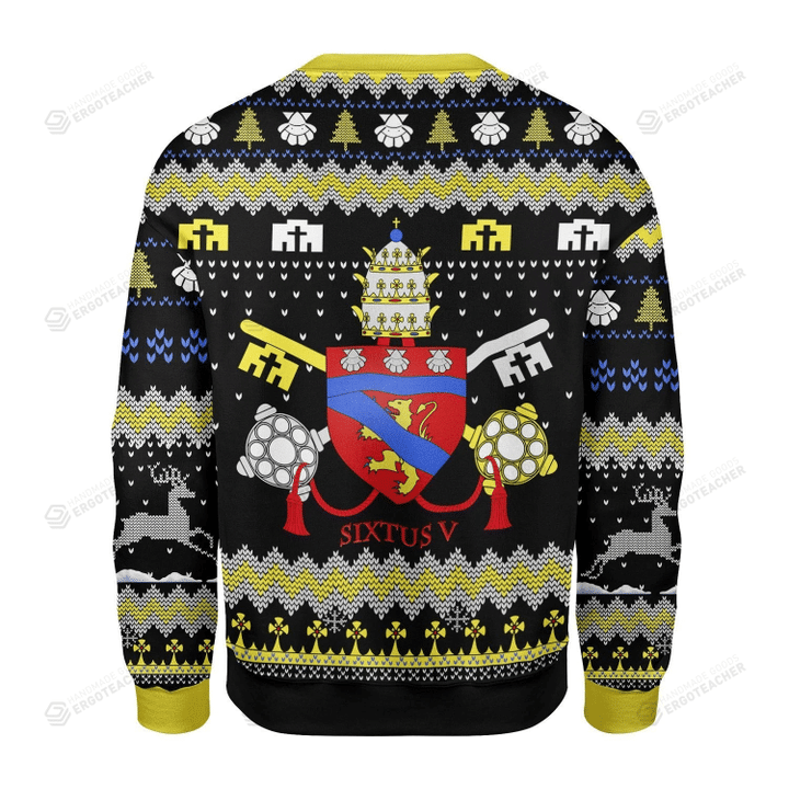 Pope Sixtus V Coat Of Arms Ugly Christmas Sweater, All Over Print Sweatshirt