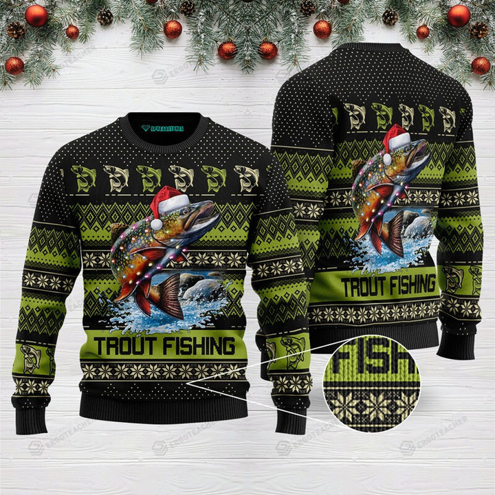 Trout fishing Ugly Christmas Sweater, All Over Print Sweatshirt