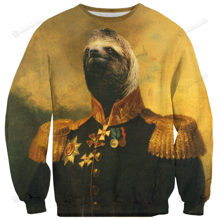 Commander Sloth Ugly Christmas Sweater, All Over Print Sweatshirt