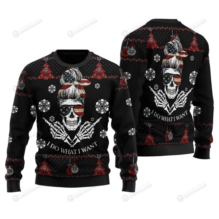 Skull Ugly Christmas Sweater, All Over Print Sweatshirt