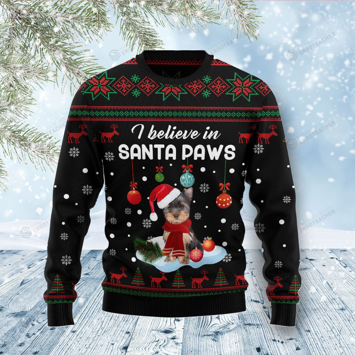 Yorkshire Terrier Santa Paw Ugly Christmas Sweater, All Over Print Sweatshirt