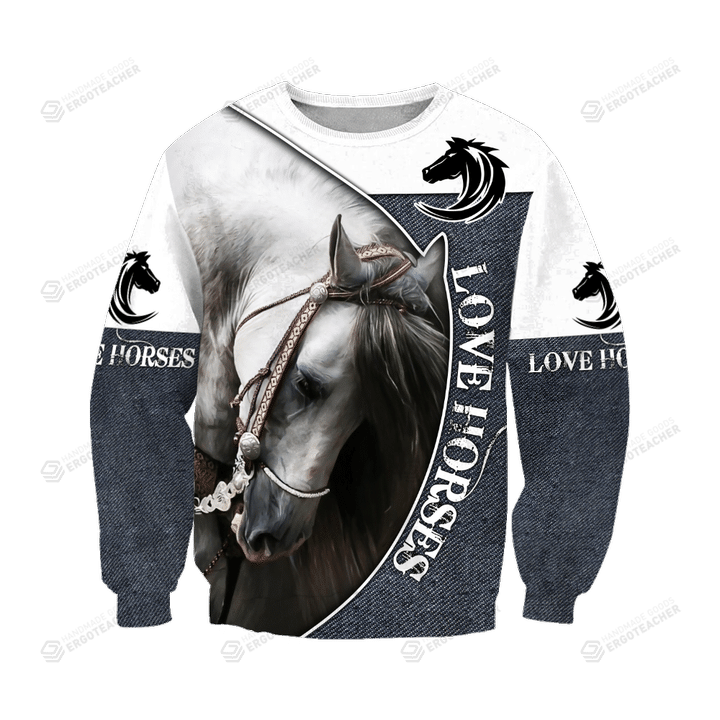 Love Beautiful Horse Ugly Christmas Sweater, All Over Print Sweatshirt