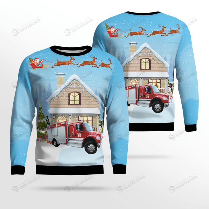 Tennessee Nashville Fire Department Rescue Truck Ugly Christmas Sweater, All Over Print Sweatshirt