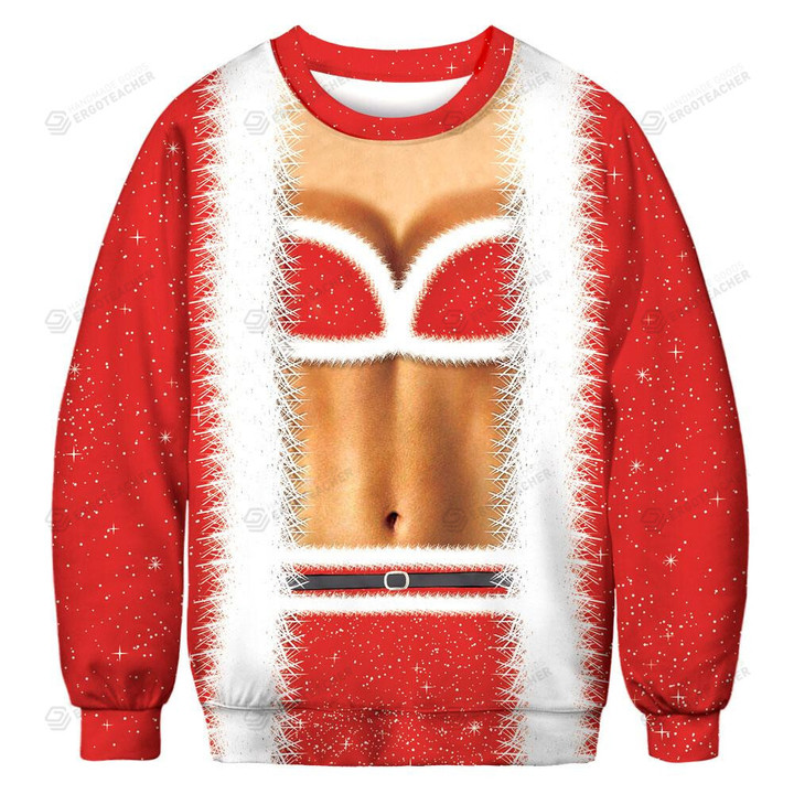Super Cool Santa Claus Cosplay Ugly Christmas Sweater, All Over Print Sweatshirt