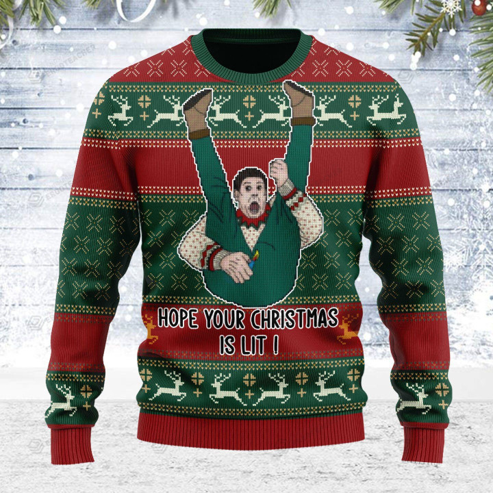 Hope Your Christmas Is Lit Ugly Christmas Sweater, All Over Print Sweatshirt