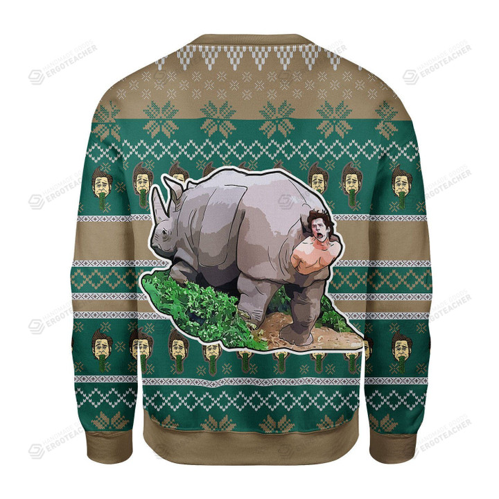 Merry Christmas Rhino Giving Birth Ugly Christmas Sweater, All Over Print Sweatshirt