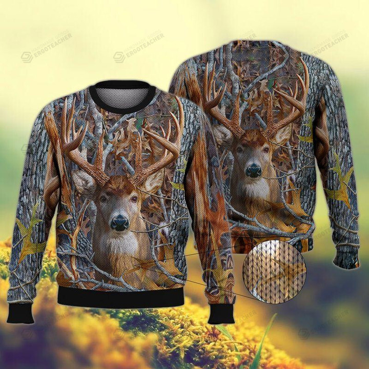 Deer Hunting Ugly Christmas Sweater, All Over Print Sweatshirt