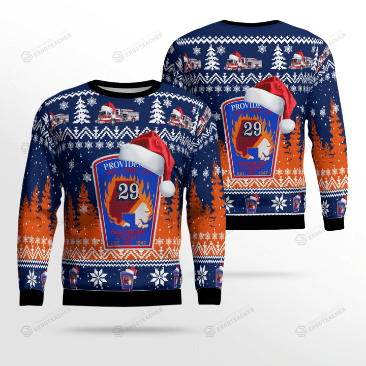 Maryland, Providence Volunteer Fire Company 3D Ugly Christmas Sweater, Gift For Christmas Sweater