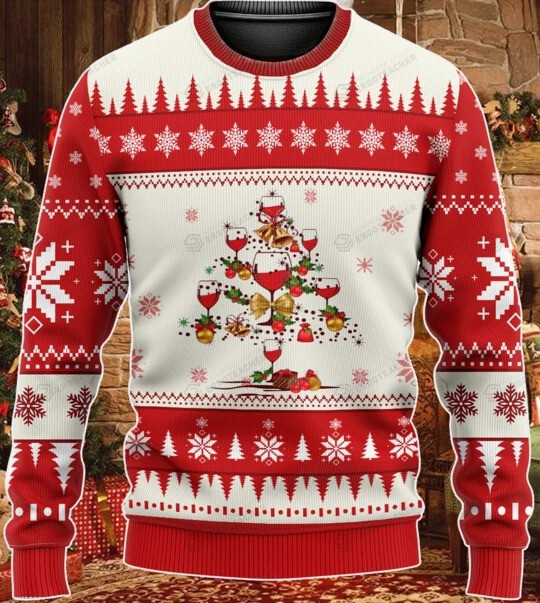 Wine Christmas Tree sweater, hoodie