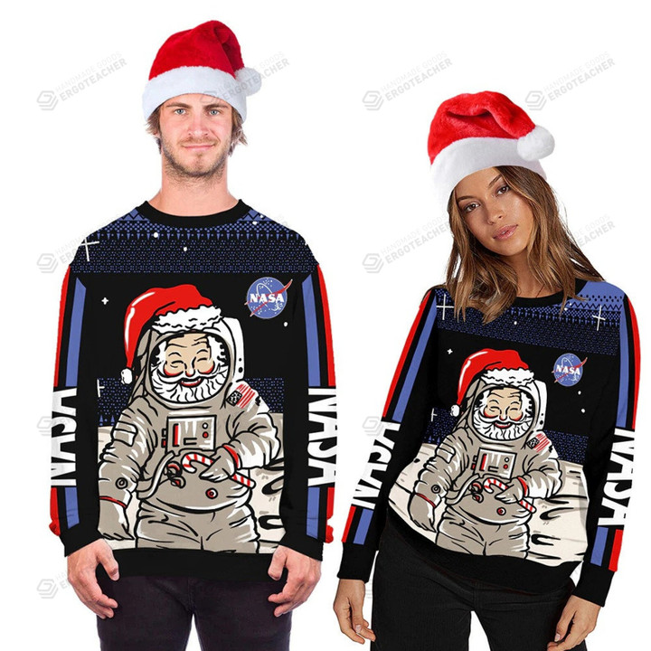 Funny Santa Claus Astronaut Ugly Christmas Sweater, All Over Print Sweatshirt