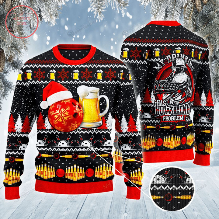 Bowling And Beer Lovers Gift Ugly Christmas Sweater, All Over Print Sweatshirt