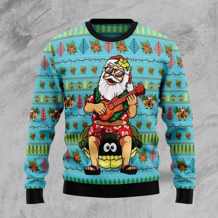 Hawaiian Christmas Santa Claus Ugly Christmas Sweater, All Over Print Sweatshirt