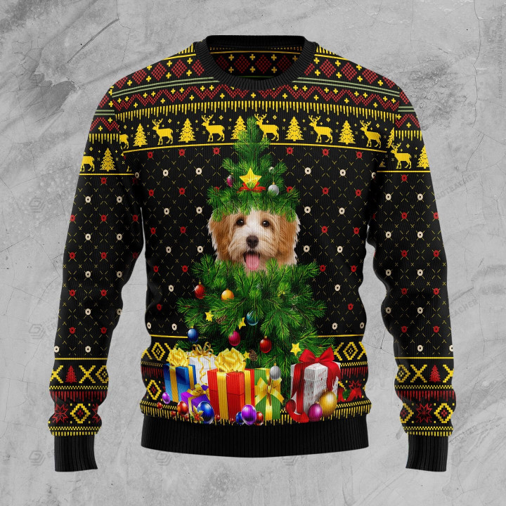 Goldendoodle Pine Ugly Christmas Sweater, All Over Print Sweatshirt