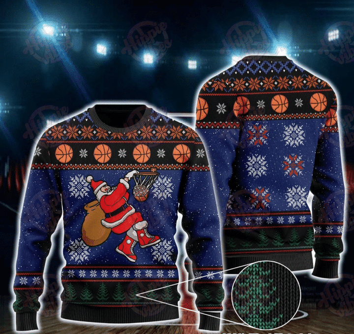 Basketball Santa Clause Ugly Christmas Sweater, All Over Print Sweatshirt