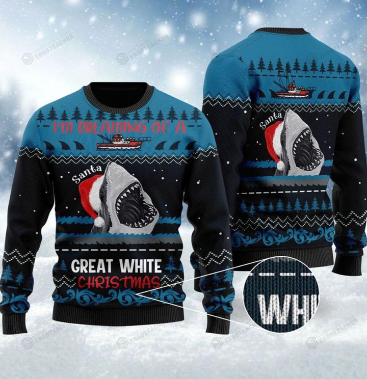 Im Dreaming Of A Great White Christmas Shark Ugly Sweater