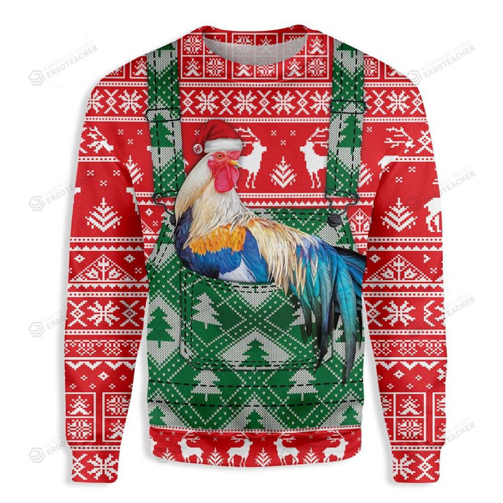 Rooster For Unisex Ugly Christmas Sweater, All Over Print Sweatshirt