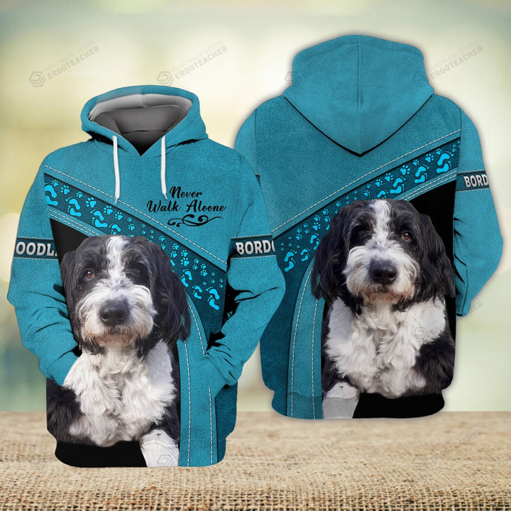 Bordoodle Dog Never Walk Alone 3D All Over Print Hoodie, Zip-Up Hoodie