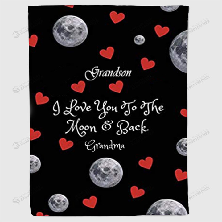 Personalized Grandma To Grandson I Love You To The Moon And Back Fleece, Sherpa Blanket