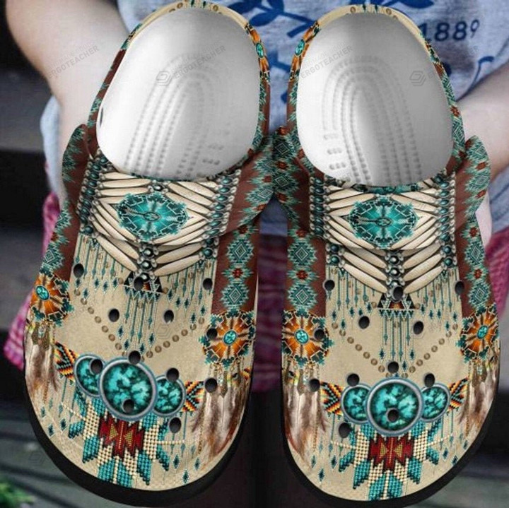 Native American Crocs Crocband Clogs, Gift For Lover Native American Crocs Comfy Footwear