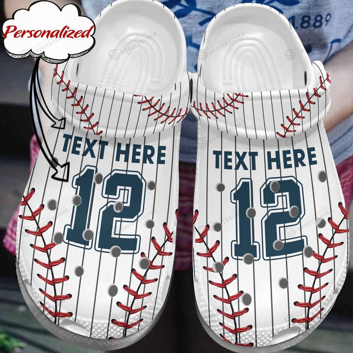Personalized Baseball Crocs Crocband Clogs, Gift For Lover Baseball Crocs Comfy Footwear