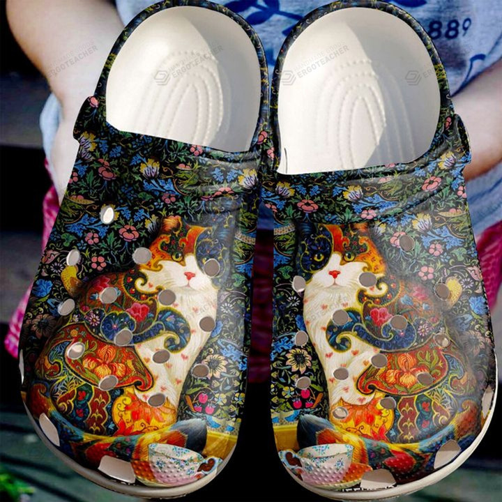 Cat Colorful Crocs Clog Shoes Crocband, Unisex Fashion Style For Women And Men