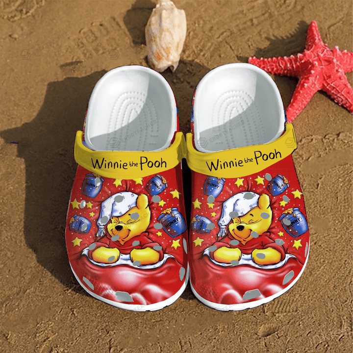 Winnie The Pooh Cartoon Crocs Crocband Clogs, Gift For Lover Winnie The Pooh Cartoon Crocs Comfy Footwear
