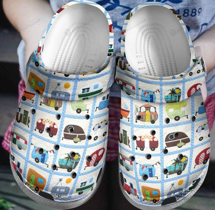 Retro Caravan Crocs Crocband Clogs, Gift For Lover Retro Caravan Crocs Comfy Footwear