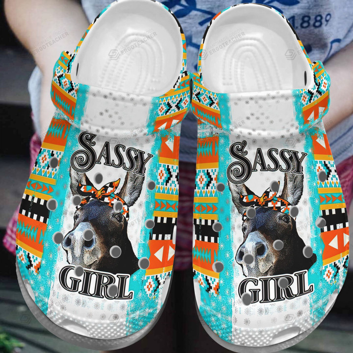 Donkey Sassy Girl Crocs Crocband Clogs, Gift For Lover Donkey Sassy Girl Sweet Crocs Comfy Footwear