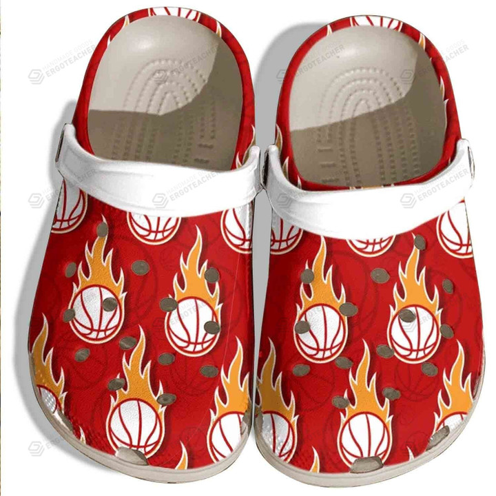Flaming Baseball Crocs Crocband Clogs, Gift For Lover Flaming Baseball Crocs Comfy Footwear