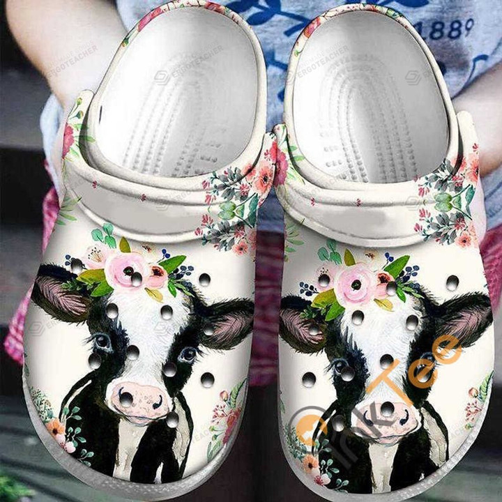 Floral Heifer Cow Farmer Crocs Crocband Clogs, Gift For Lover Heifer Cow Farmer Crocs Comfy Footwear