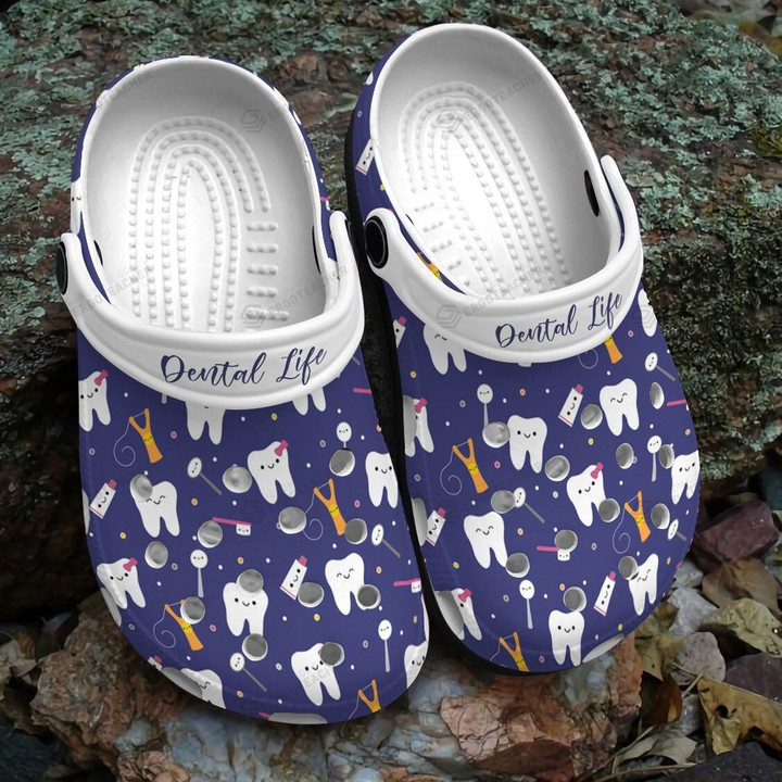 Purple Dental Life Dentist Crocs Crocband Clogs, Gift For Lover Purple Dental Life Dentist Crocs Comfy Footwear