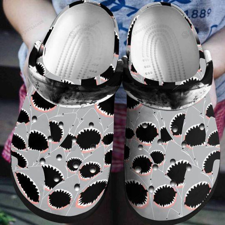 Shark Gray Crocs Crocband Clogs, Gift For Lover Shark Gray Crocs Comfy Footwear