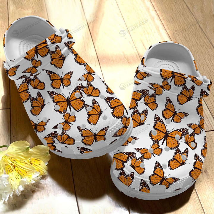 Butterfly Crocs Crocband Clogs, Gift For Lover Butterfly Crocs Comfy Footwear