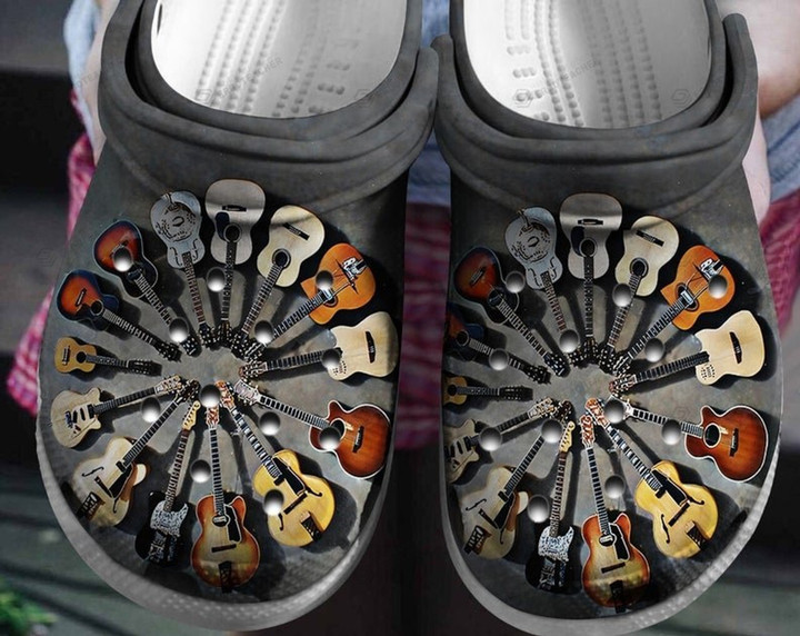 Guitar Crocs Crocband Clogs, Gift For Lover Guitar Crocs Comfy Footwear