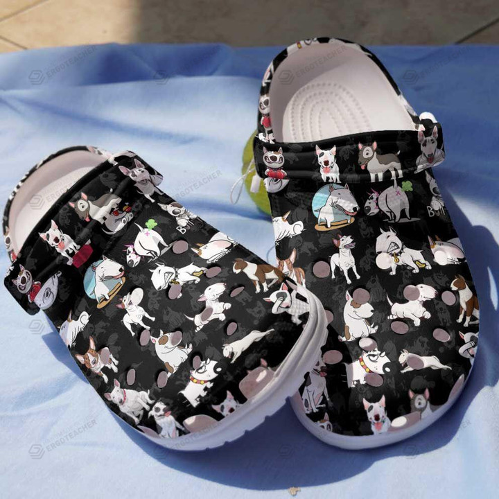 Bull Terrier Pattern Crocs Crocband Clogs, Gift For Lover Bull Terrier Crocs Comfy Footwear