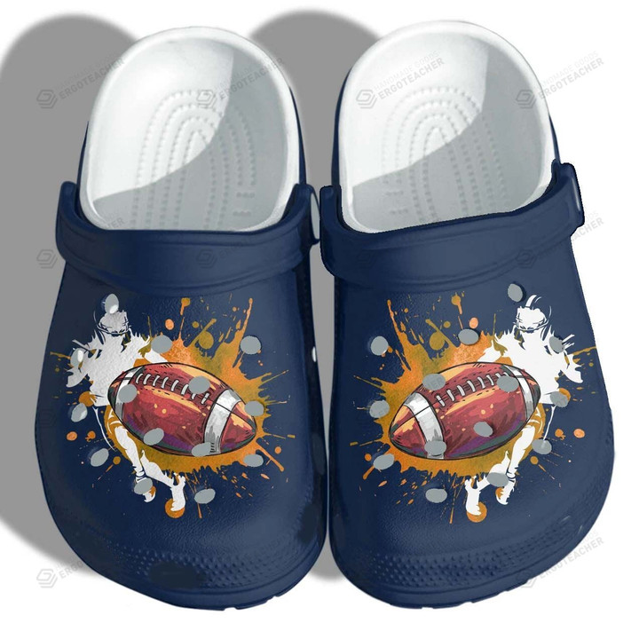 Rugby Ball Crocs Crocband Clogs, Gift For Lover Rugby Ball Crocs Comfy Footwear