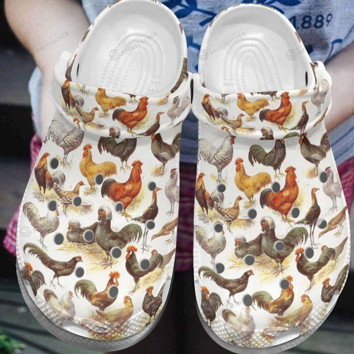 Personalized Chicken Crocs Crocband Clogs, Gift For Lover Chicken Crocs Comfy Footwear