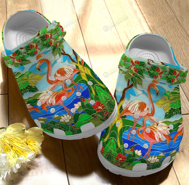 Flamingo Crocs Crocband Clogs, Gift For Lover Flamingo Crocs Comfy Footwear