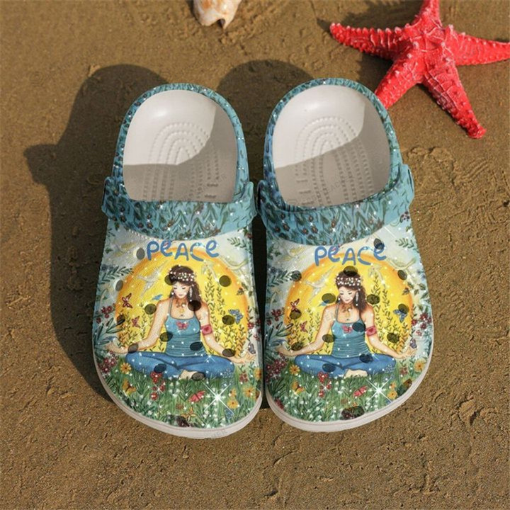 Yoga Peace Crocs Crocband Clogs, Gift For Lover Yoga Peace Crocs Comfy Footwear