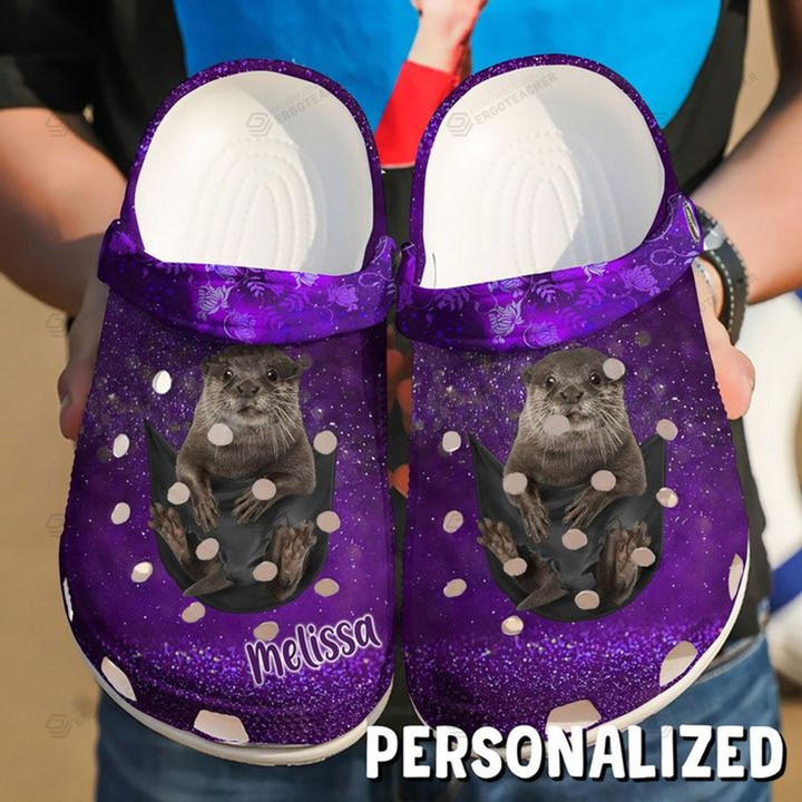 Personalized Otter Baby In Pocket Crocs Crocband Clogs, Gift For Lover Otter Crocs Comfy Footwear