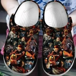 Horror Movie Film Crocs Crocband Clogs, Gift For Lover Horror Movie Film Crocs Comfy Footwear
