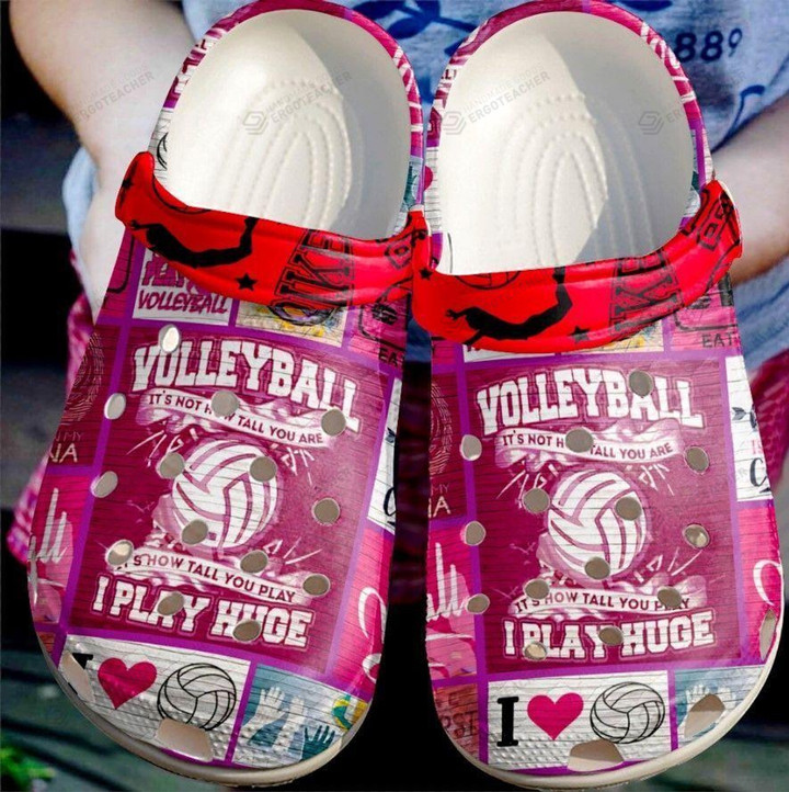 Volleyball Pattern Crocs Crocband Clogs, Gift For Lover Volleyball Pattern Crocs Comfy Footwear
