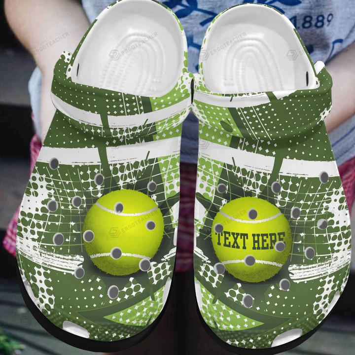 Personalized Tennis Crocs Crocband Clogs, Gift For Lover Tennis Crocs Comfy Footwear