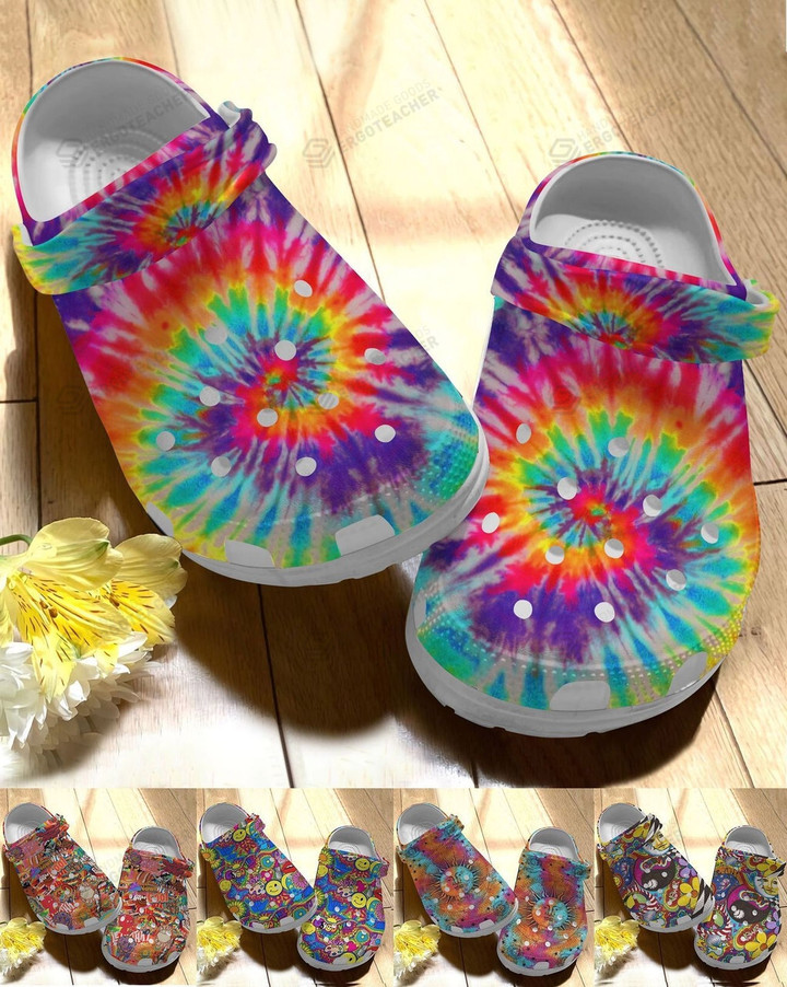 Hippie Crocs Crocband Clogs, Gift For Lover Hippie Crocs Comfy Footwear