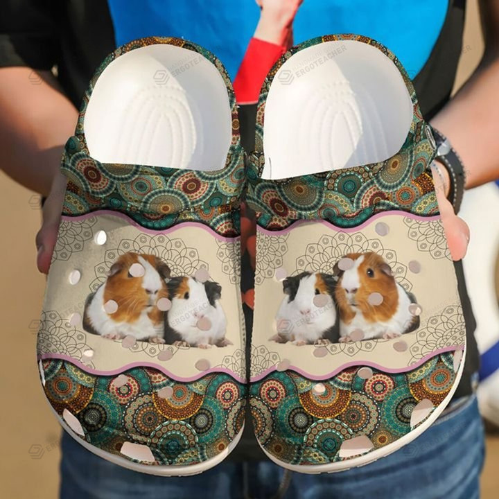 Guinea Pig Indian Boho Crocs Crocband Clogs, Gift For Lover Guinea Pig Crocs Comfy Footwear