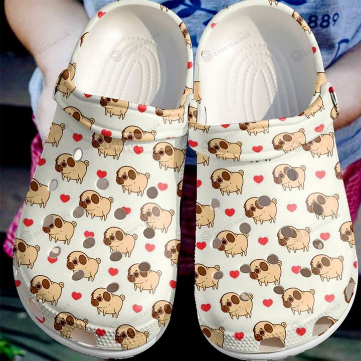 Pug Cutie Pattern Crocs Crocband Clogs, Gift For Lover Pug Cutie Pattern Crocs Comfy Footwear