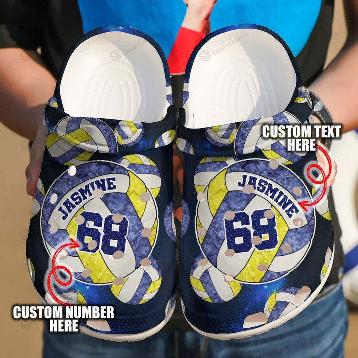Personalized Volleyball Crocs Crocband Clogs, Gift For Lover Volleyball Crocs Comfy Footwear